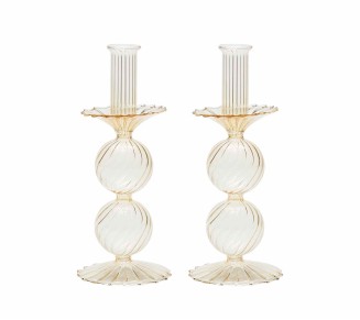 Bella Short Candle Holder in Champagne, Set of 2 in a Box