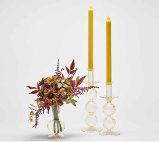 Bella Short Candle Holder in Champagne, Set of 2 in a Box