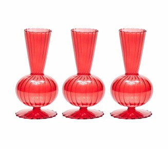 Tess Bud Vase in Red, Set of 3 in a Box