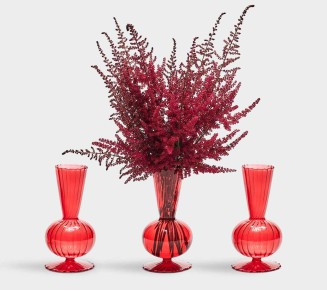 Tess Bud Vase in Red, Set of 3 in a Box