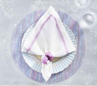 Jardin Napkin in White & Lilac, Set of 4
