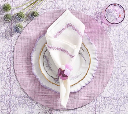 Jardin Napkin in White & Lilac, Set of 4