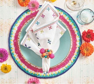 Fez Napkin in White & Multi, Set of 4