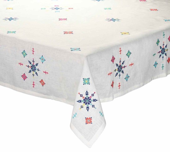 Fez Tablecloth in White & Multi