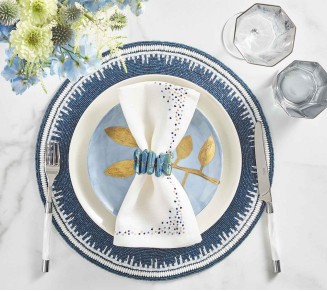 Pin Dot Napkin in White & Navy, Set of 4