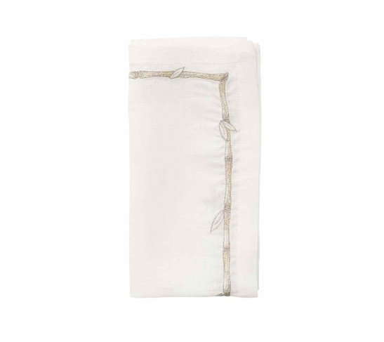 Bamboo Napkin in White & Gold & Silver, Set of 4