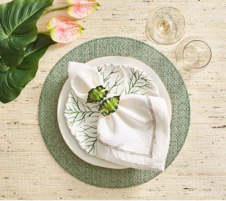 Bamboo Napkin in White & Gold & Silver, Set of 4