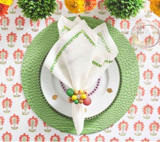 Filament Napkin in White & Yellow & Green, Set of 4