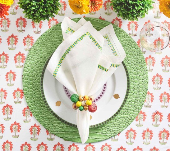 Filament Napkin in White & Yellow & Green, Set of 4