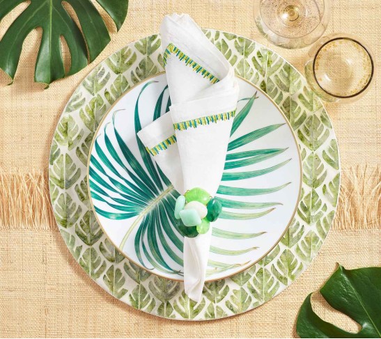 Filament Napkin in White & Yellow & Green, Set of 4
