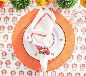 Filament Napkin in White & Pink & Orange, Set of 4