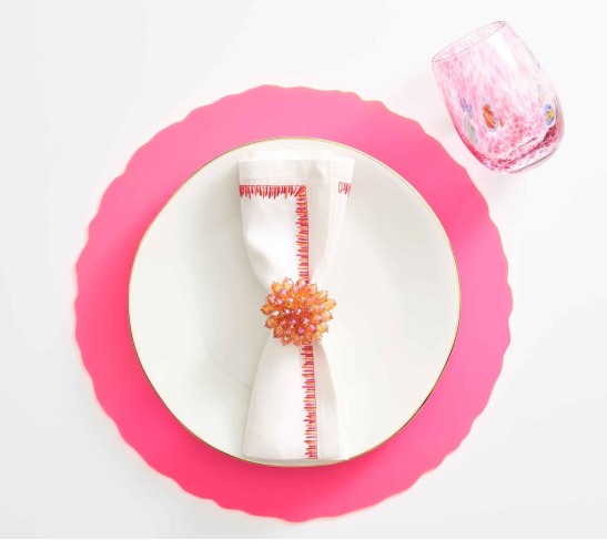 Filament Napkin in White & Pink & Orange, Set of 4