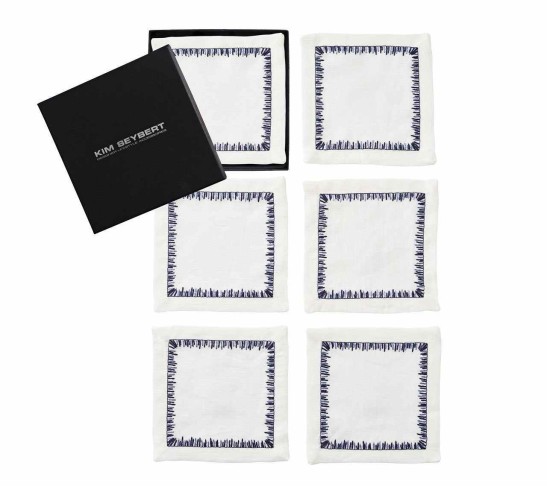 Filament Cocktail Napkins in Navy, Set of 6 in a Gift Box