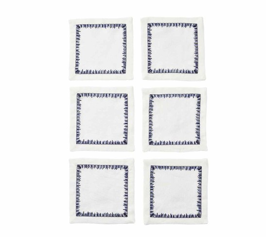 Filament Cocktail Napkins in Navy, Set of 6 in a Gift Box