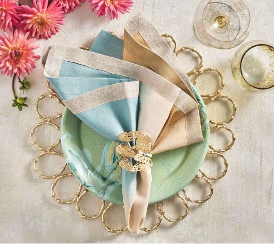 Dip Dye Napkin in Natural & Seafoam, Set of 4