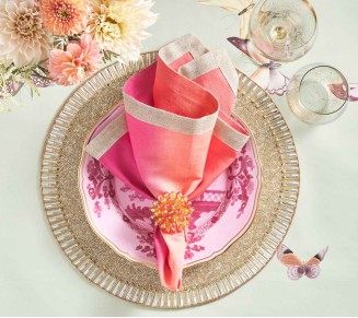 Dip Dye Napkin in Fuchsia and Orange, Set of 4