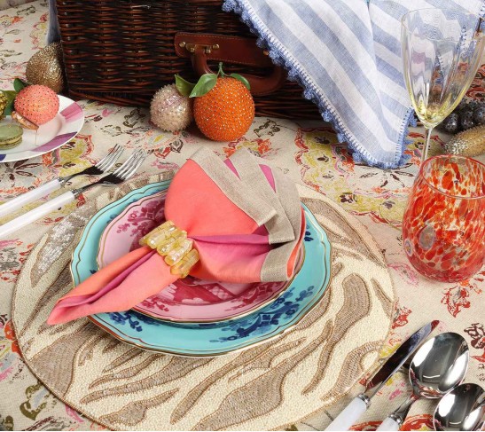Dip Dye Napkin in Fuchsia and Orange, Set of 4