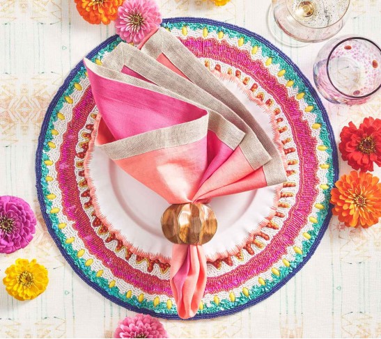 Dip Dye Napkin in Fuchsia and Orange, Set of 4