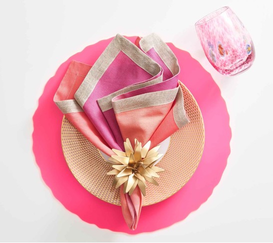 Dip Dye Napkin in Fuchsia and Orange, Set of 4
