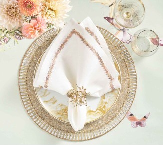 Flora Napkin Ring in Blush & Gold, Set of 4