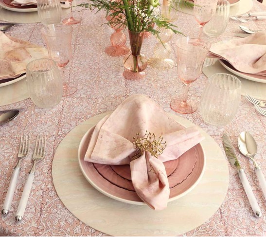 Flora Napkin Ring in Blush & Gold, Set of 4