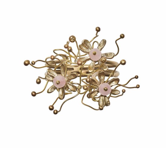 Flora Napkin Ring in Blush & Gold, Set of 4