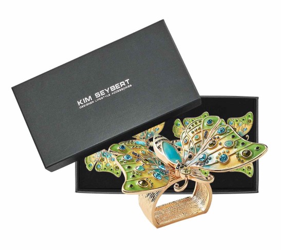 Arbor Napkin Ring in Blue & Green, Set of 4 in a Gift Box