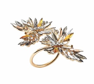 Butterflies Napkin Ring in Champagne & Crystal, Set of 4, in a Gift Box