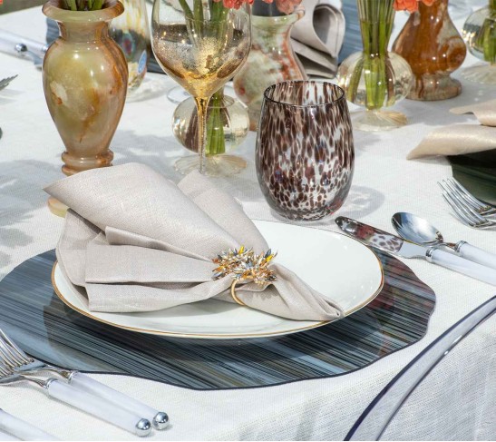Butterflies Napkin Ring in Champagne & Crystal, Set of 4, in a Gift Box