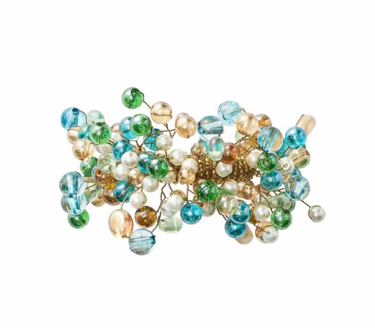 Spritz Napkin Ring in Natural & Seafoam, Set of 4