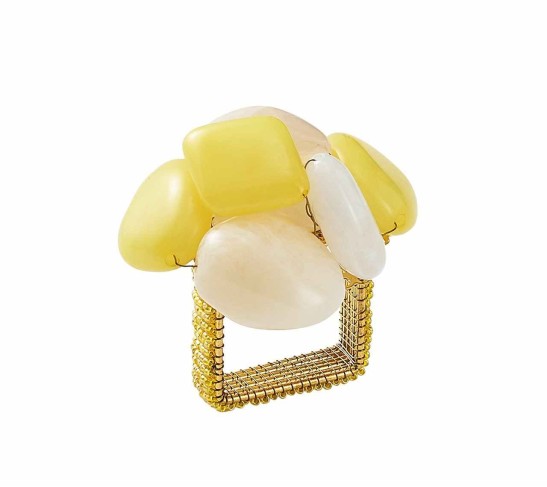 Sea Stone Napkin Ring in Yellow, Set of 4