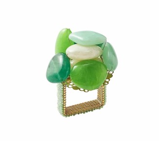 Sea Stone Napkin Ring in Green, Set of 4