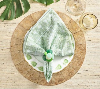 Sea Stone Napkin Ring in Green, Set of 4