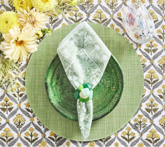 Sea Stone Napkin Ring in Green, Set of 4