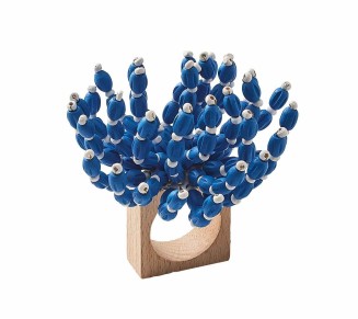 Reed Napkin Ring in Blue & White, Set of 4