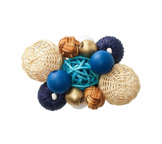 Java Napkin Ring in Natural & Navy & White, Set of 4