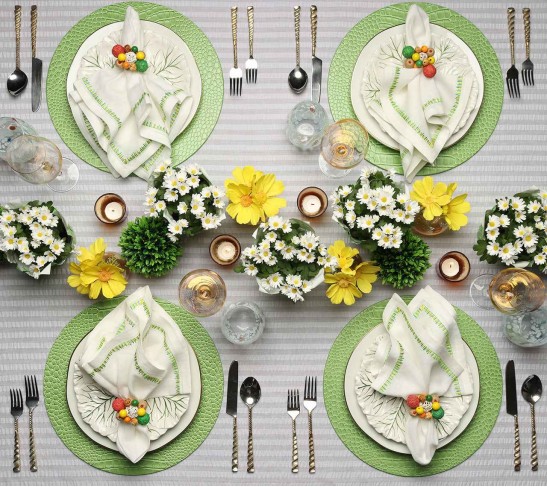 Java Napkin Ring in Natural & Yellow & Green, Set of 4