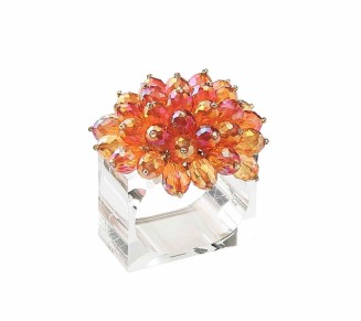 Zinnia Napkin Ring in Pink & Orange, Set of 4