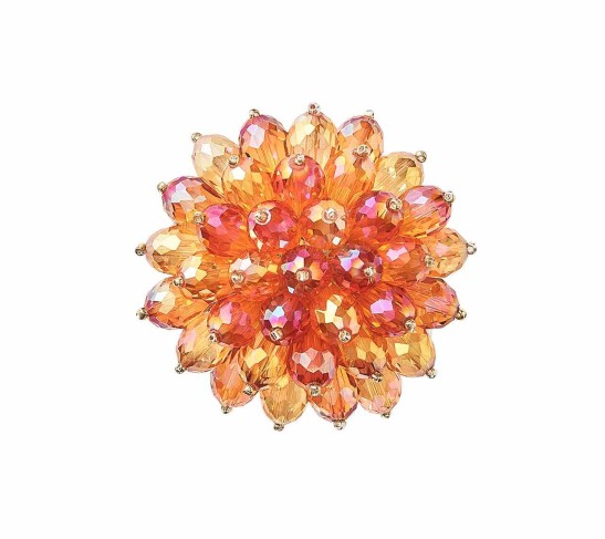 Zinnia Napkin Ring in Pink & Orange, Set of 4