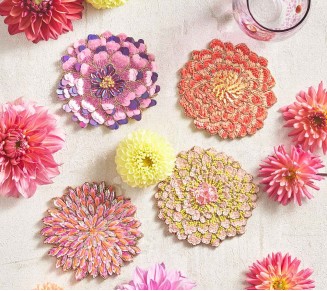 Dahlia Drink Coasters, Set of 4 in a Gift Bag
