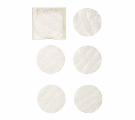Mirage Drink Coasters in Iridescent, Set of 6 in a Caddy