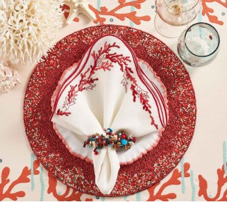 Maui Placemat in Coral & Gold, Set of 4