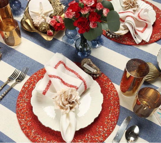 Maui Placemat in Coral & Gold, Set of 4