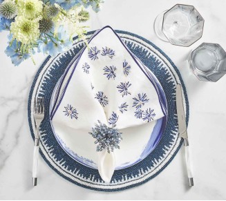 Enamor Placemat in Navy & White, Set of 4