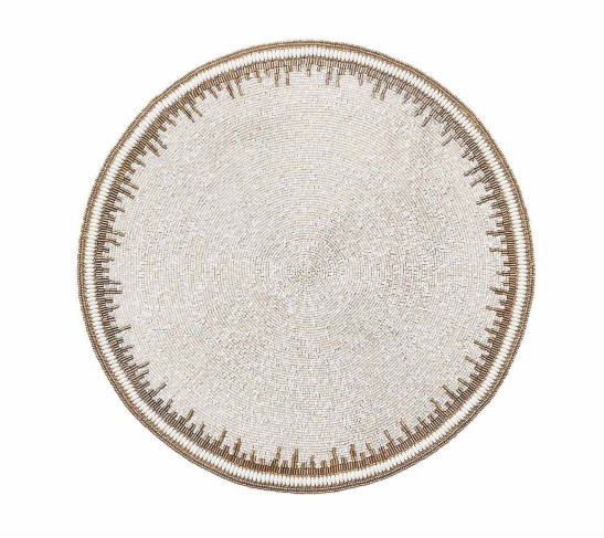 Enamor Placemat in White & Gold, Set of 4