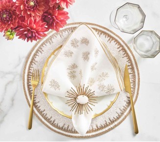 Enamor Placemat in White & Gold, Set of 4