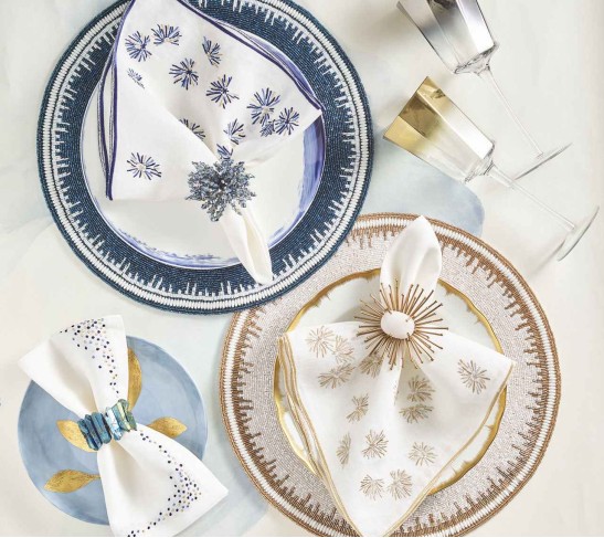 Enamor Placemat in White & Gold, Set of 4