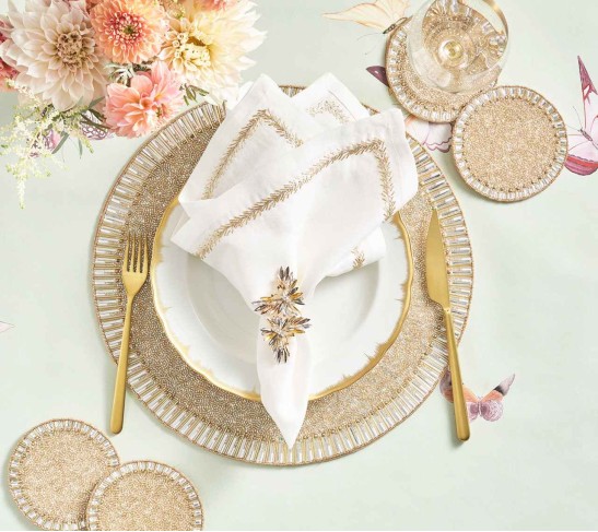 Bevel Placemat in Gold & Silver, Set of 4