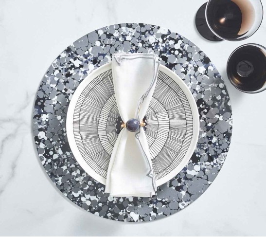 Splash Placemat in Gray & Black, Set of 4