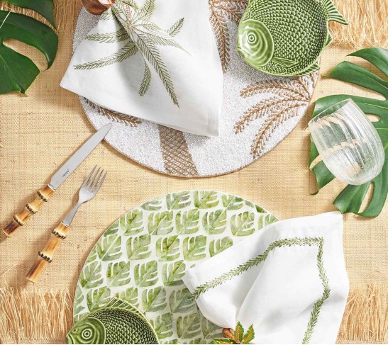 Fern Placemat in Ivory & Green, Set of 4